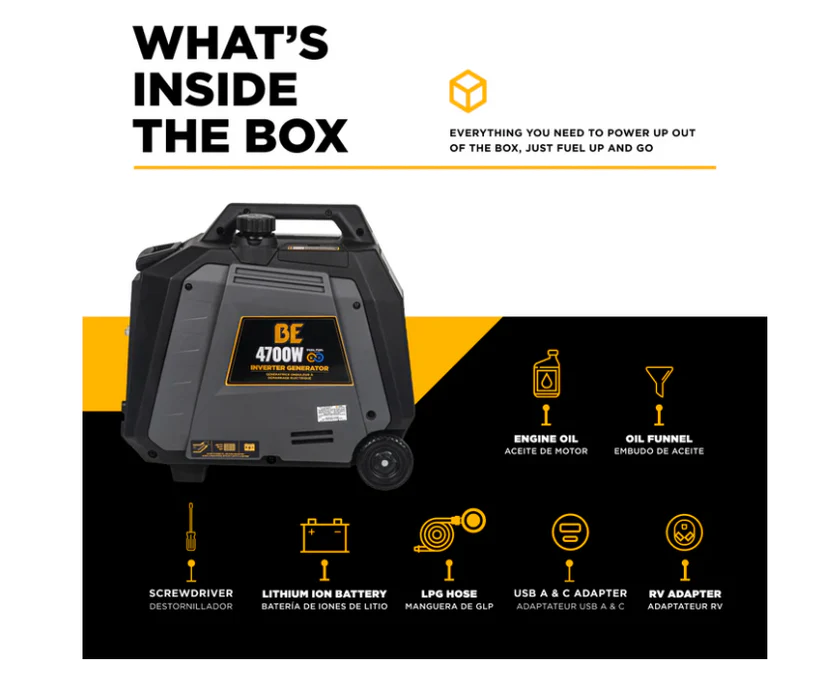 BE Power Equipment 4,700 Watt Digital Inverter Generator - Image 4
