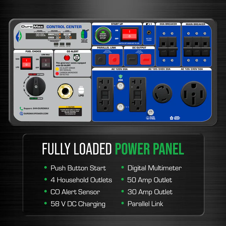 DuroMax XP11000iH 11,000 Watt Portable Dual Fuel Inverter Generator with CO Alert - Image 4